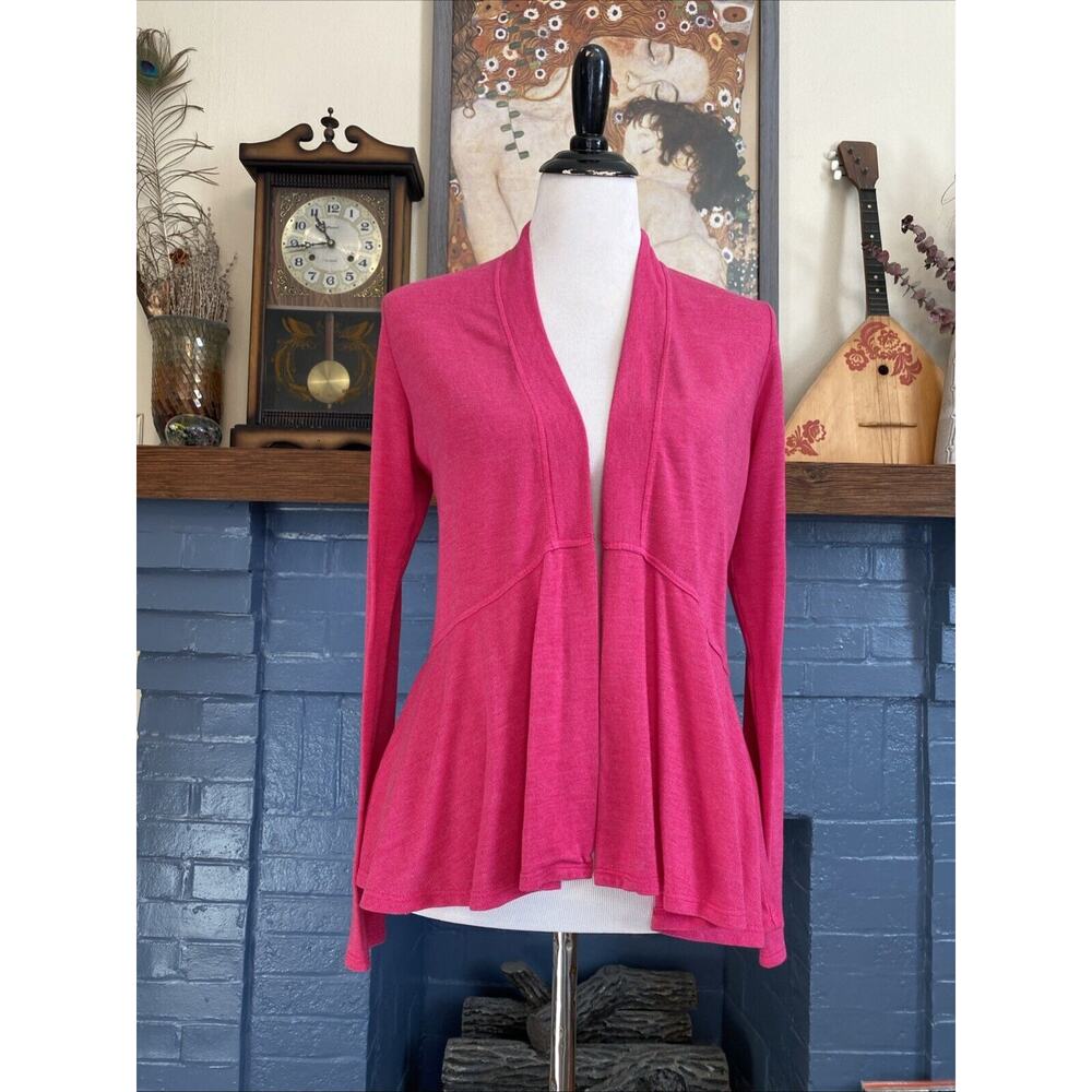 NEW Fresh Produce S Peplum Fuscia Pink Open Cardigan Lightweight Flowy Boho $65